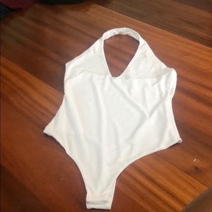 White Halter bodysuit
